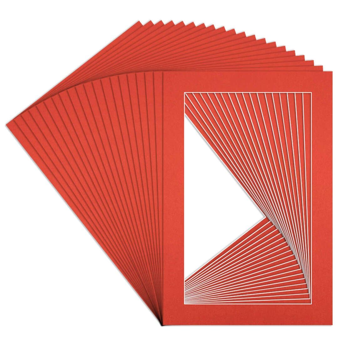 Procut Global 6x4" Poppy Red Picture Mounts to Fit 5x3" Aperture - Precision Cut Cardboard Photo Mount - Ideal for Frames, Prints, Artwork & Certificates - Sizes & Colours Available - 20 Pack