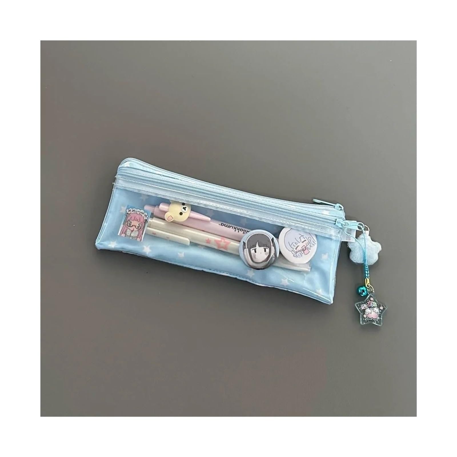 Astuccio con stelle for la scuola | Organizer for cancelleria in rete, multistrato, di grande capacità e multifunzionale(Blue no pendant)
