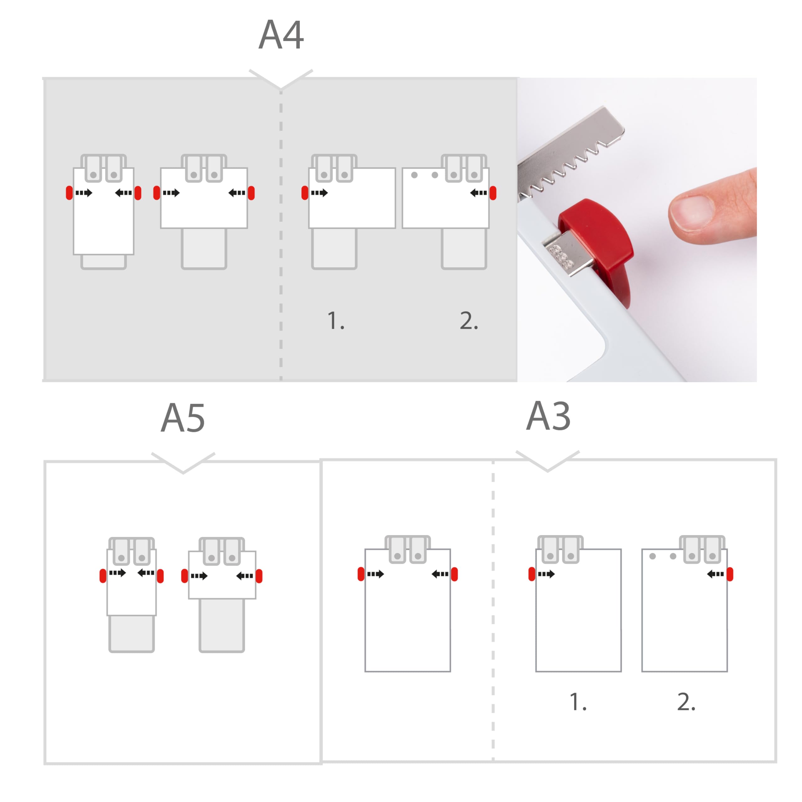 SAX Design 0-908-10 Profilocher/Kraftlocher | 150 Blatt | geringer Kraftaufwand | 2-fach & 4-fach Lochung