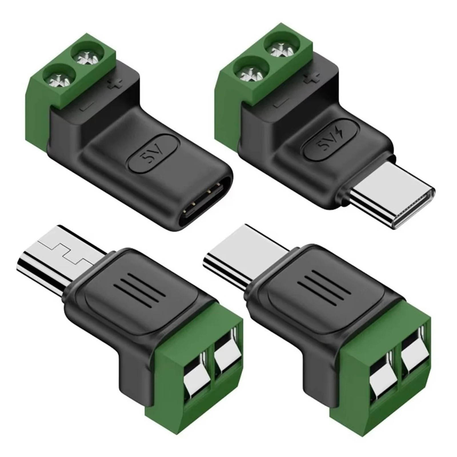 USB C/Micro Female to 2 Pin Screw Terminal 5 V Solderless Adapter (C-Female PowerTaking)