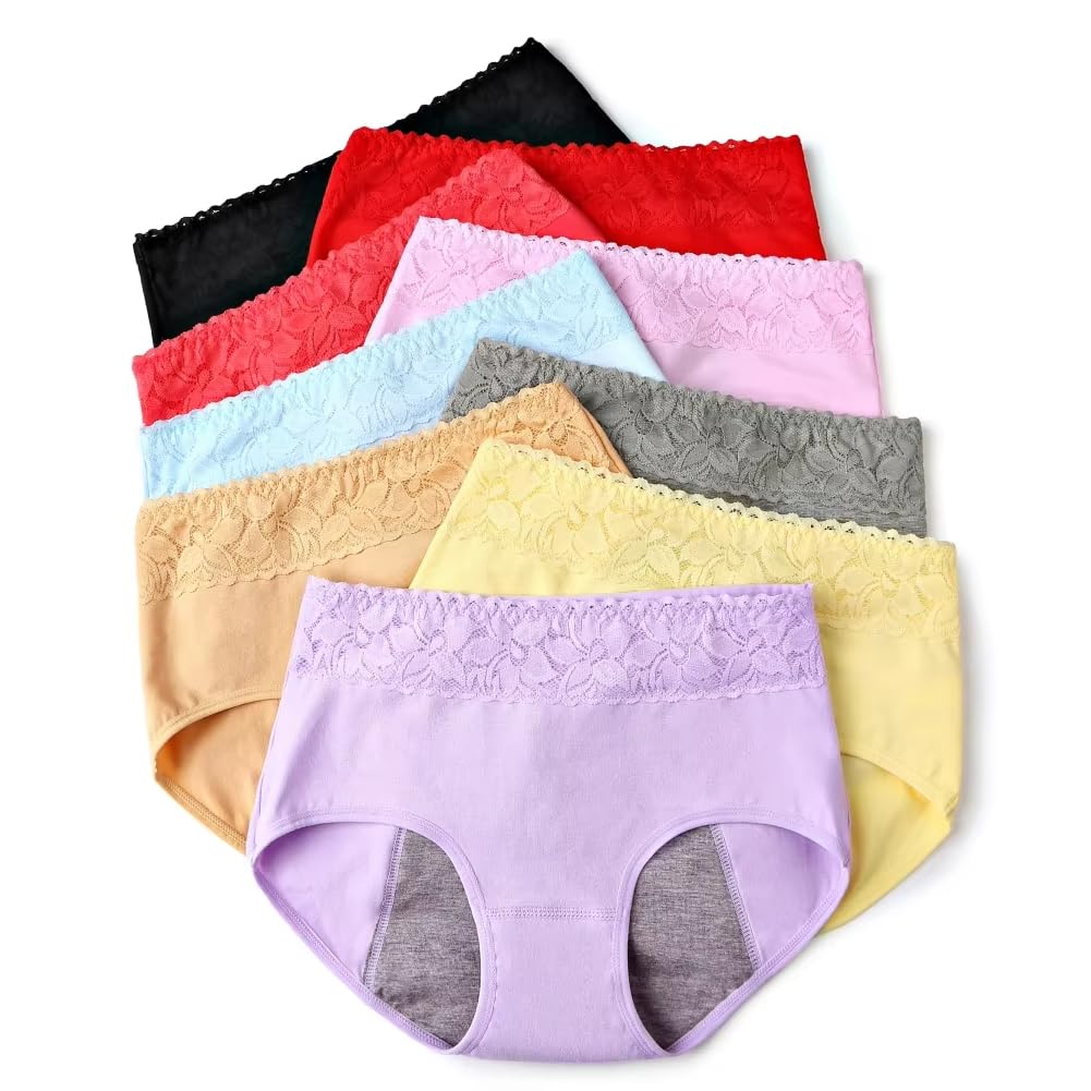 Paquete de 9 Bragas de Algodón Eriod Bragas Menstruales de Estilo Hipster Cómodas Ropa Interior Posparto Absorbentes A Prueba de Fugas Con Flujo Abundante En La Entrepierna Paquete Múltipl