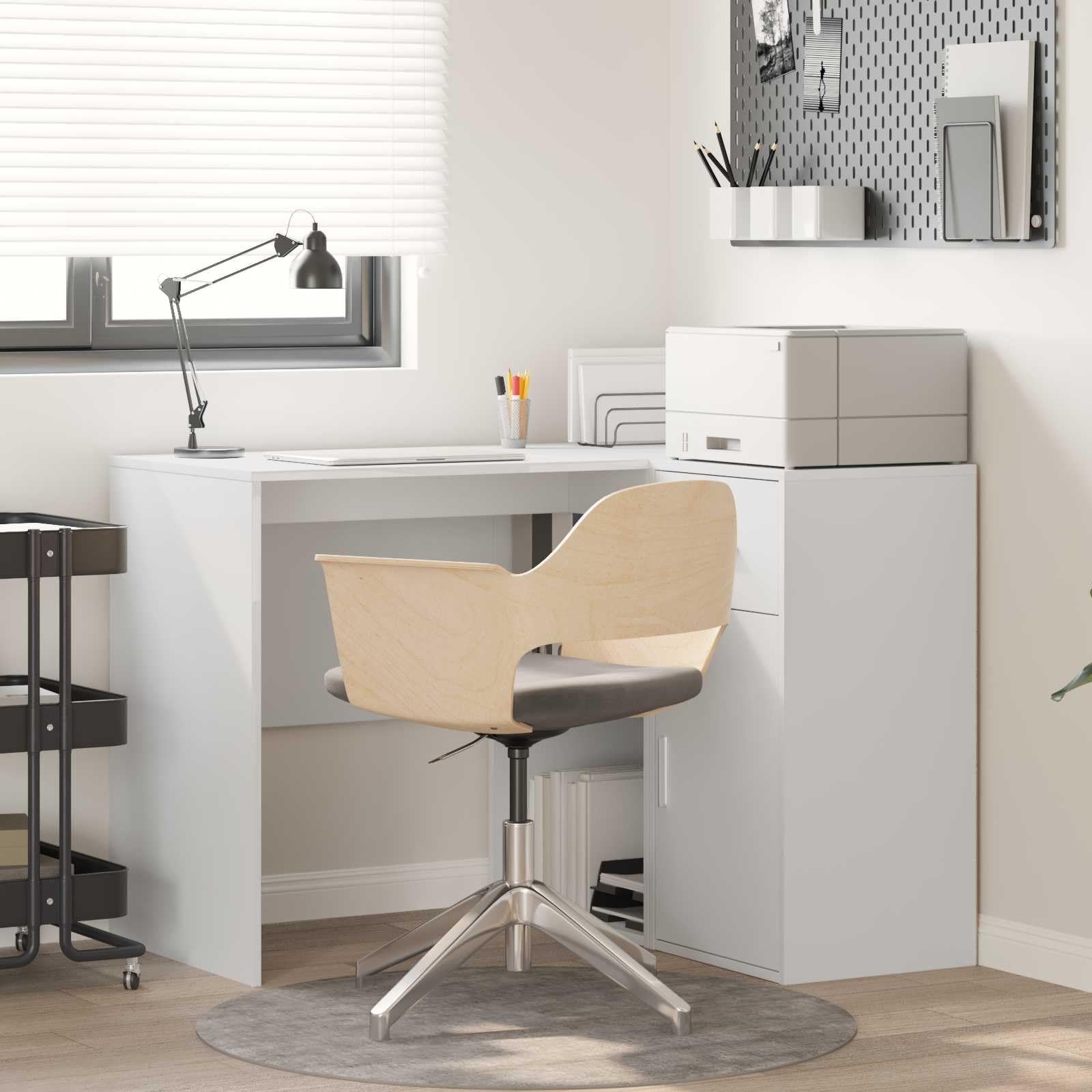 Scrivania ad angolo in legno ingegnerizzato bianco con cassetto e ripiano 102 x 88 x 75 cm per ufficio casa smartworking postazione lavoro studio gaming