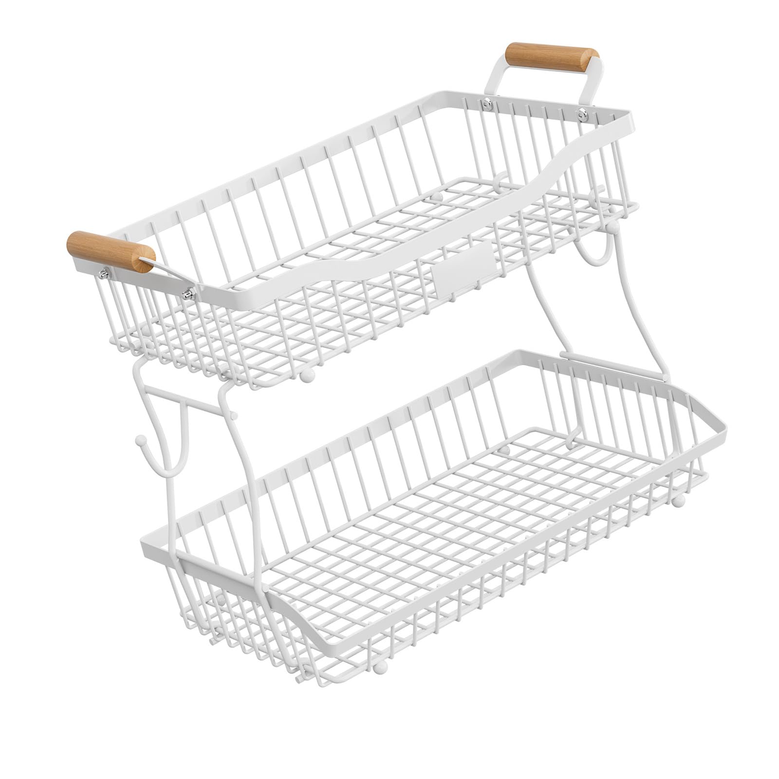 Nucelit Tiers Iron Fruit Vegetable Storage Shelf Rustproof Coating Sturdy Base for Kitchen Bathroom Organization Double Tiers Bathroom Storage Shelf