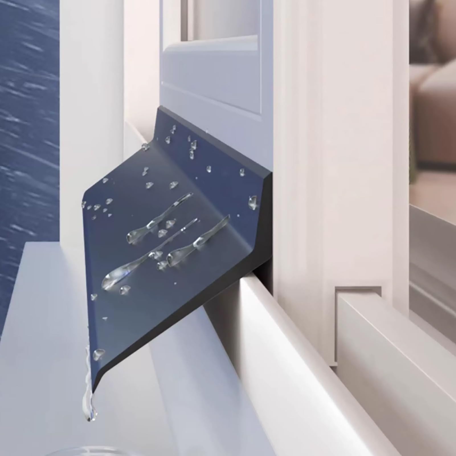Lidcom W 5.5Cm/2.2In Self-Adhesive Door Rain Drip Guard, Exterior Rubber Weather Stripping/Window Rain Deflector, Edge Diverter For Effective Water Protection At Home(,L 1.5M/4.9Ft)