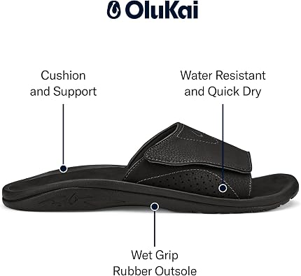 OluKai Nalu Slide Men's Versatile Sandals, Adjustable Straps | Water-Friendly, Lightweight & Durable, All-Day Comfort & Support