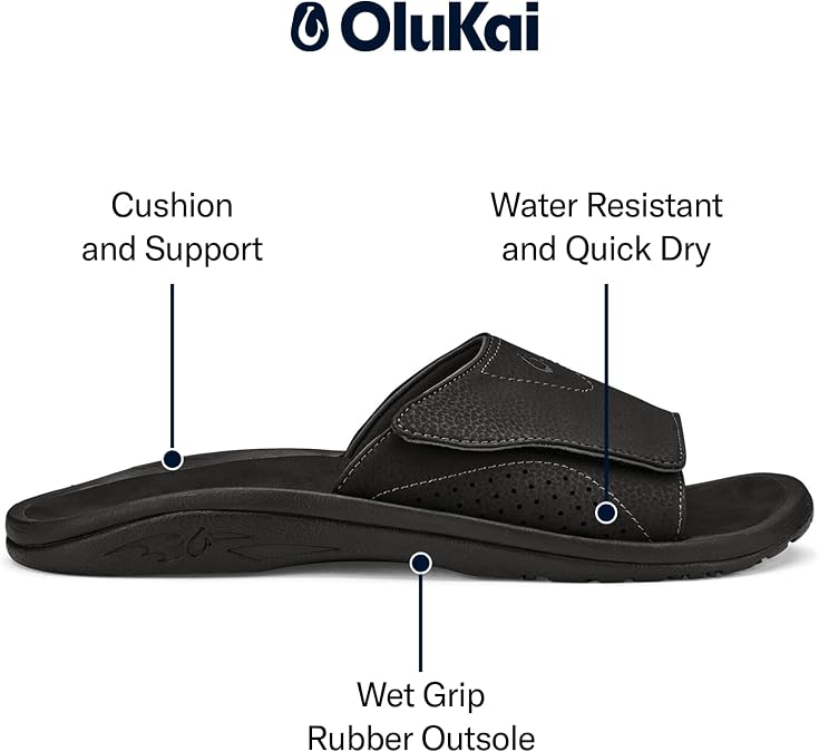 OluKai Nalu Slide Men's Versatile Sandals, Adjustable Straps | Water-Friendly, Lightweight & Durable, All-Day Comfort & Support