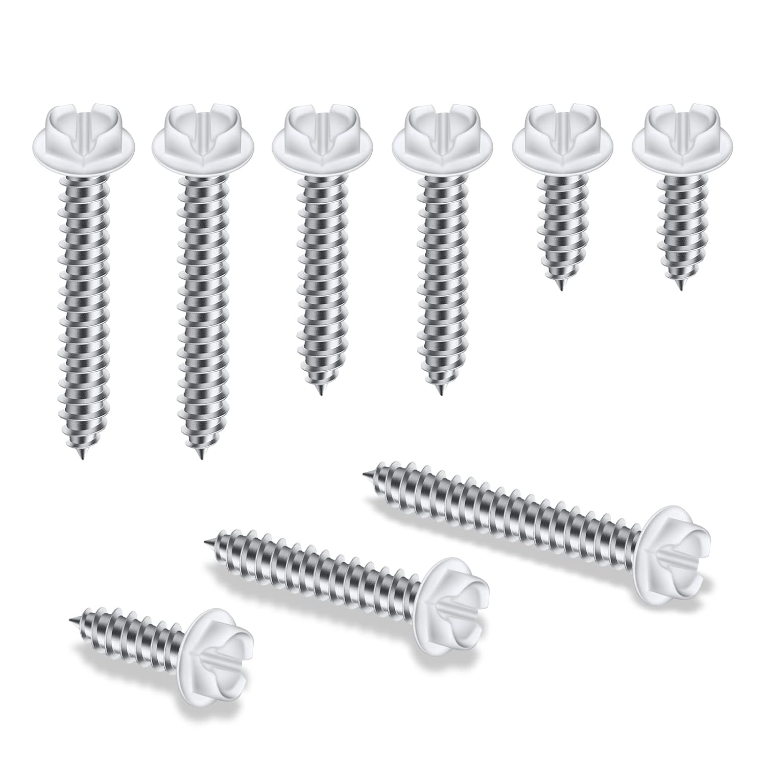 AIEX 120pcs 8 Hex Washer Head Screws, Metal Wood Screws White Sheet
