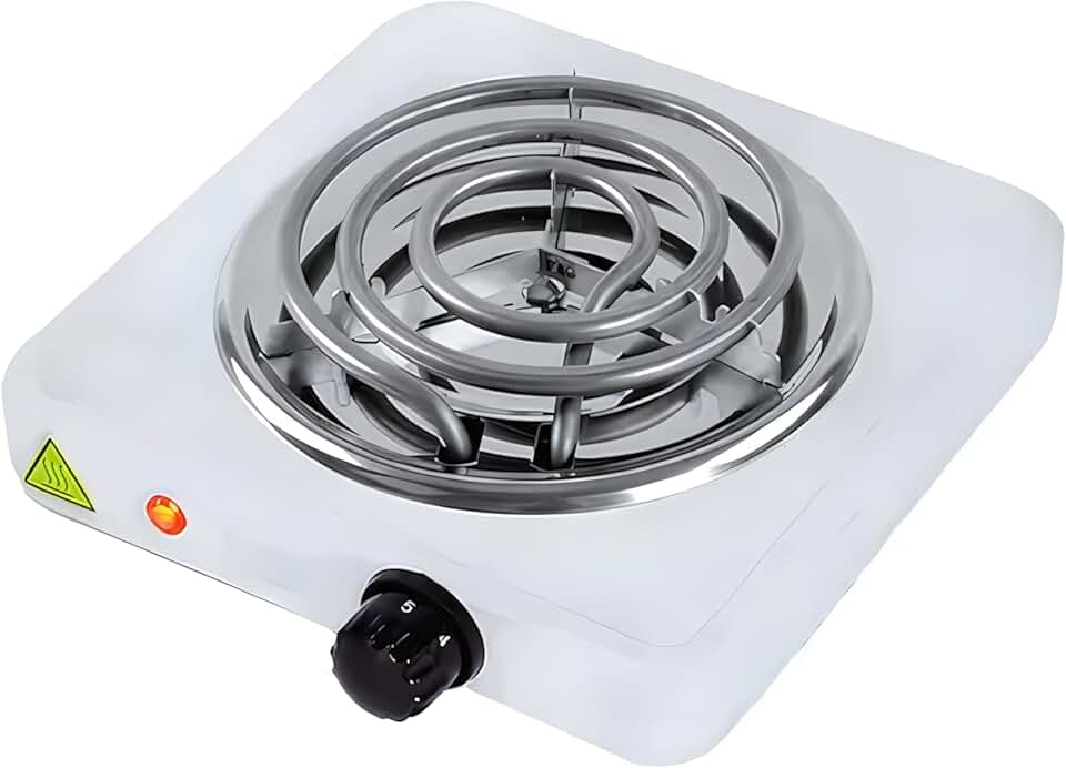 Fogareiro Elétrico Portátil 1 Boca 1000W 127V – Fogão Cooktop de Mesa para Camping, Viagem e Uso Doméstico (Branco)
