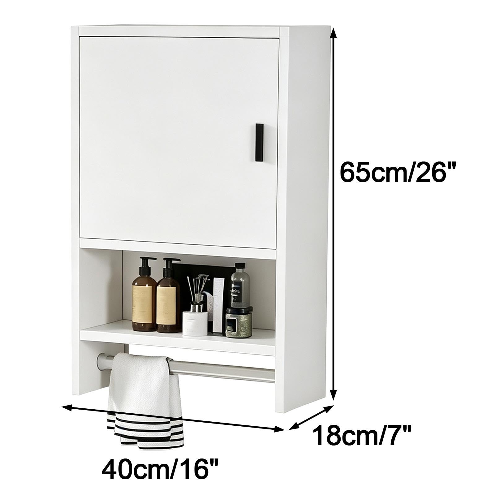 Pensile Bagno Sospeso con Portasciugamani, Mobiletto Bagno Sospeso