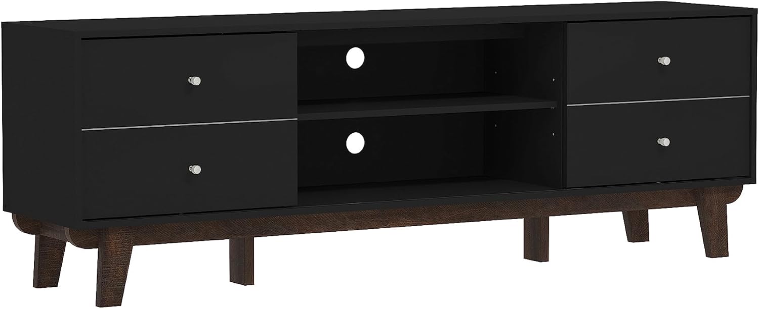 Hillsdale, Kincaid 70 inch Wood TV Stand with 2 Doors and Shelves, Matte Black