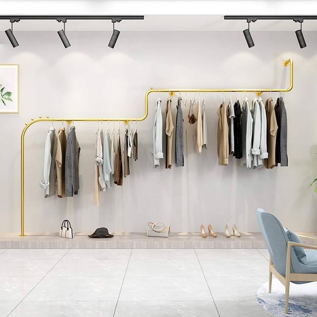 Appendiabiti da Parete Dorato, Appendiabiti da Sposa Industriale Moderno per Negozio di Abbigliamento, Espositore per Negozio di Abbigliamento Boutique Creativo