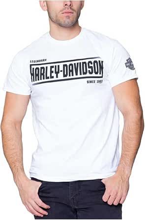 Harley-Davidson Uomo Camicia A Maniche Lunghe Distressed Freedom Fighter - Bianca, Taglia M