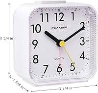 Vista 7 de Reloj despertador Peakeep, análogo, con luz y función de repetición, sonido de beep, batería pequeña, suave despertar, volumen cada vez mayor, fácil