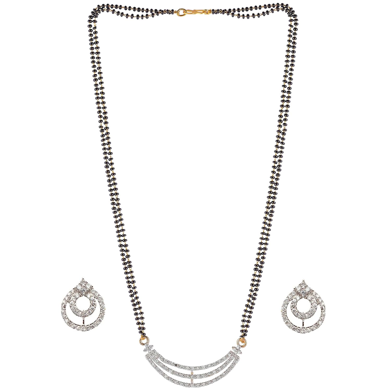Mangalsutra for Women Traditional Necklace Pendant Gold Plated Glorious Hand Meena 32 cm Long Mangalsutra/Tanmaniya/nallapusalu/Black Beads Mangalsutr for Women Gold long chain-image-26
