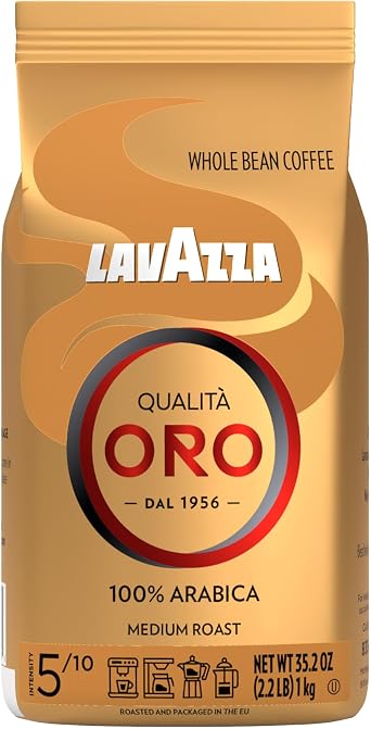 Lavazza Qualit  Oro Whole Bean Coffee Blend, Medium Roast, 2.2-Pound Bag Pack of 6