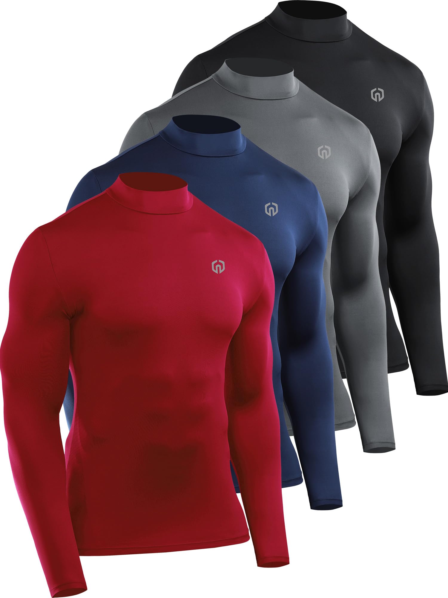NELEUS 4 Pack Men's Workout Long Sleeve Shirts Compression Dry Fit Muscle Tops