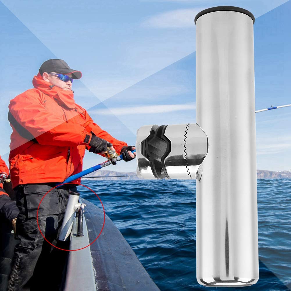 Accessorio porta canna da pesca per barche in acciaio inossidabile, rotazione regolabile a 360 °, antiruggine, cuscinetto in gomma, installazione semplice