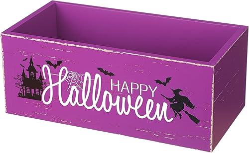 Sintuff Cuenco de madera para dulces de Halloween, divertido plato para dulces de Halloween, soporte grande para platos de dulces de Halloween,