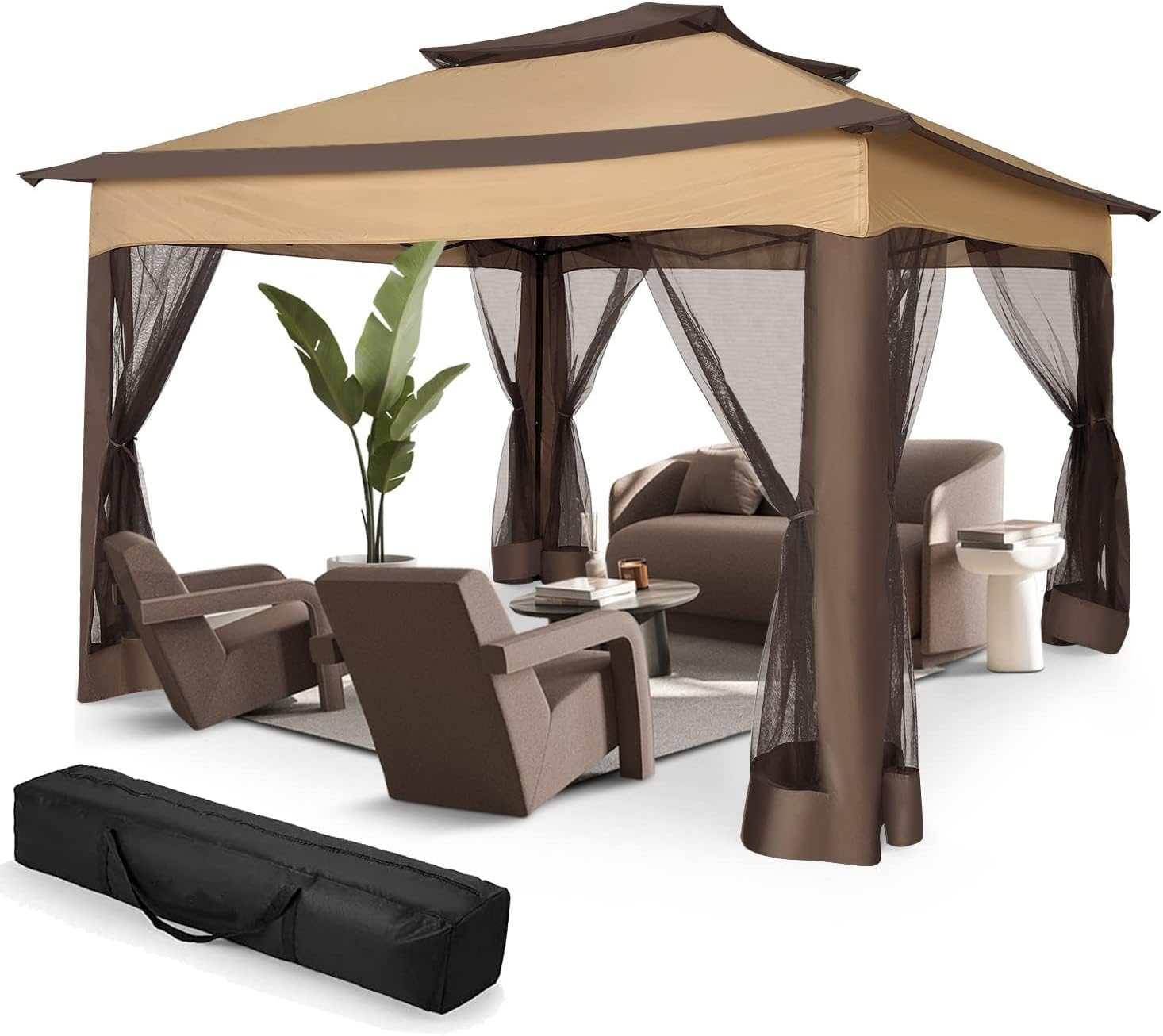 11'X11' Outdoor Gazebo, Pop Up Patio Gazebo with 4