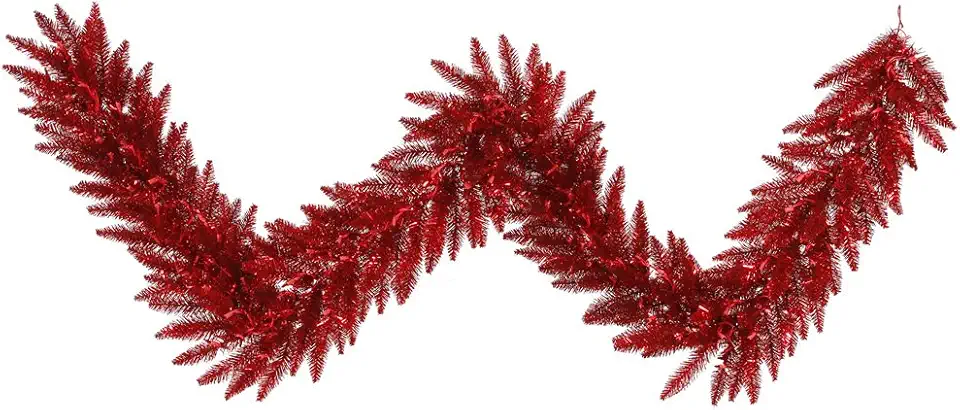 9ft Red Fir Tinsel Garland (250 Tips)