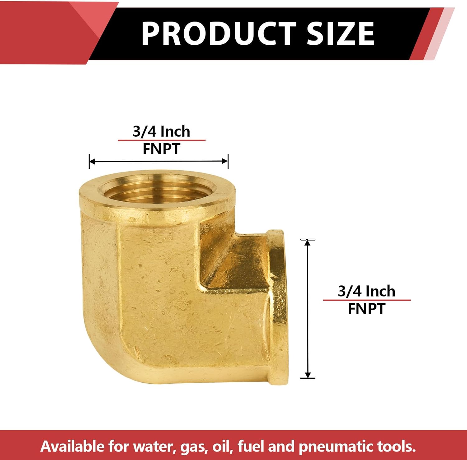 (Pack of 5) EFIELD 3/4" FNPT X3/4" FNPT 90 Degree Barstock Street Elbow, Female to Female Brass Pipe Fittings,(NPT116)