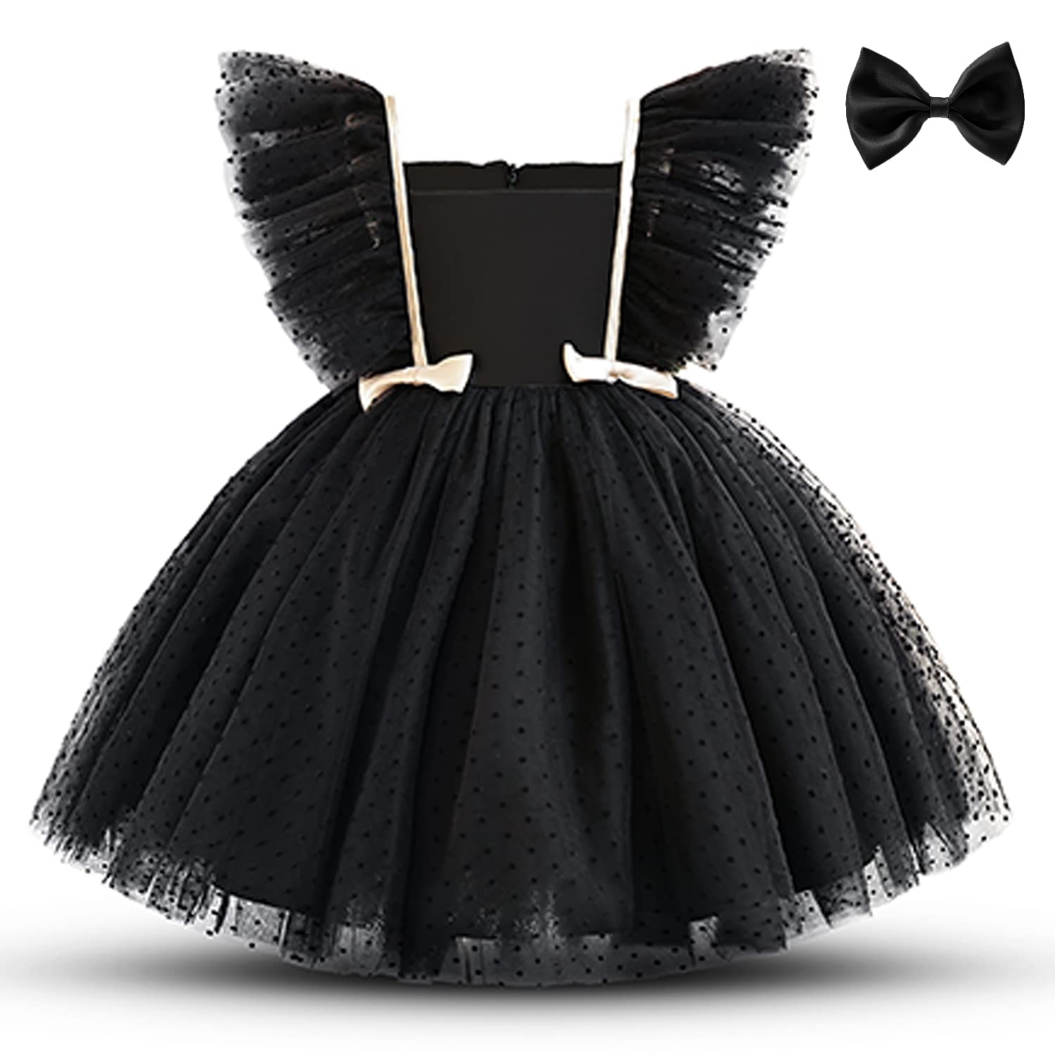 NNJXD Girls' Tulle Flower Princess Wedding Long Sleeve Dress for Toddler and Baby Girl Gown