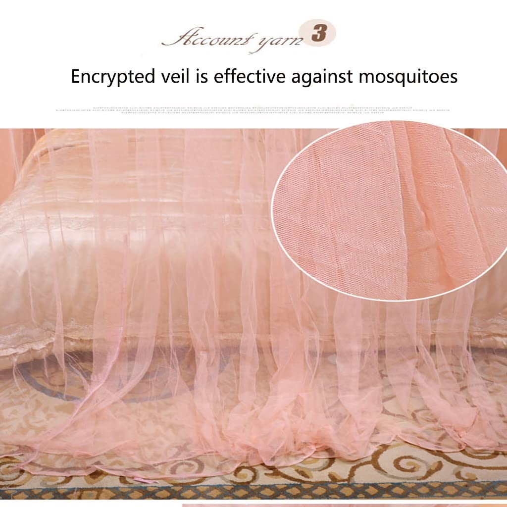 Rideau de lit Anti-lumière aux 4 Coins, baldaquin de lit pour Filles, moustiquaire, Rideaux de baldaquins de lit moustiquaire, Rideaux de lit à baldaquin (Color : Pink, Size : 200 * 220cm)