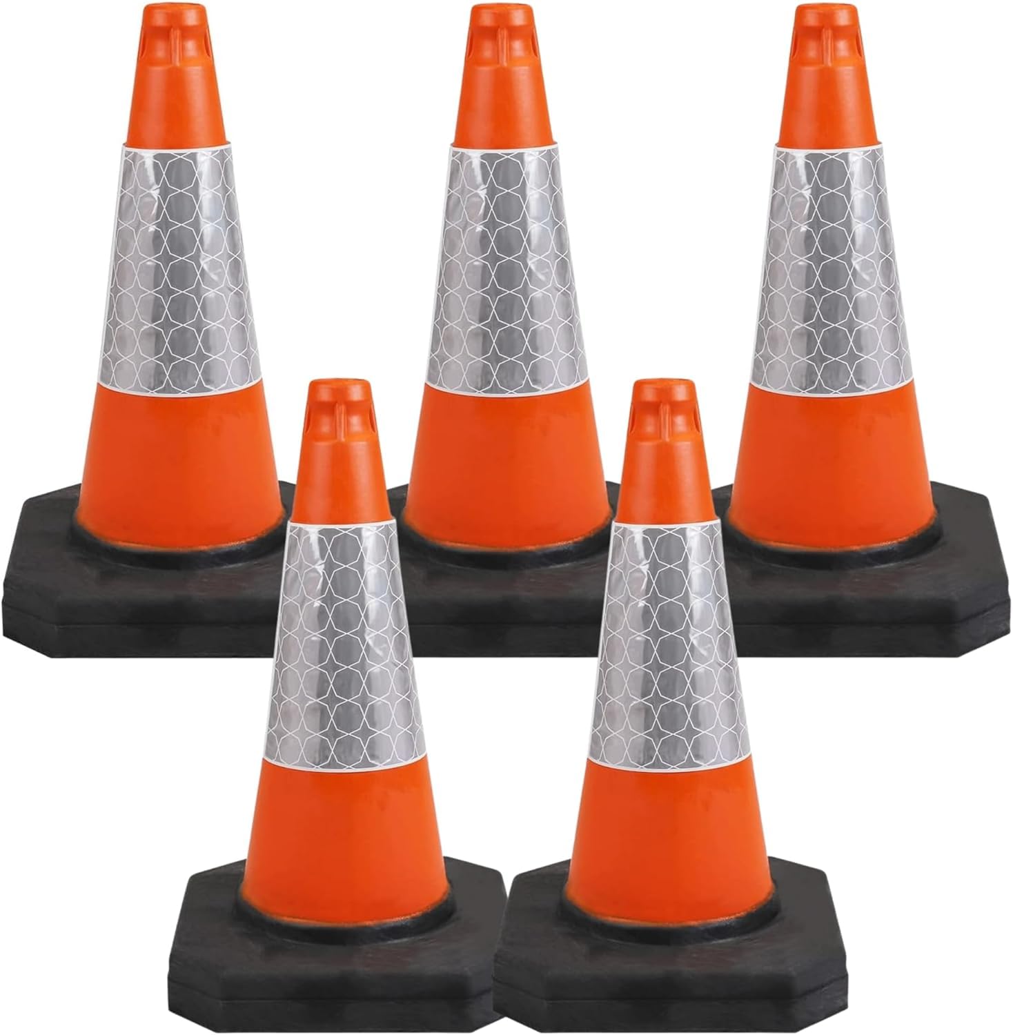 460mm 1-Piece Pack of 5 - High Traffic Cones for Street Safety - Strong and Durable Outdoor Cones with Very Low Centre of Gravity - U.K Made Safety Cones