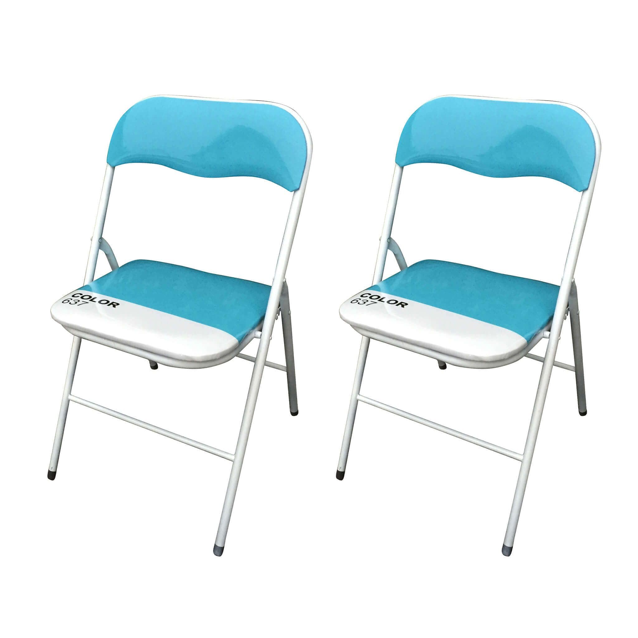 MilaniHome.it - Set di 2 Sedie Slim Pieghevoli Blu Color 637 con Comoda Imbottitura nella Seduta per Ospiti, Ufficio, Casa, Campeggiodi coloreBlu
