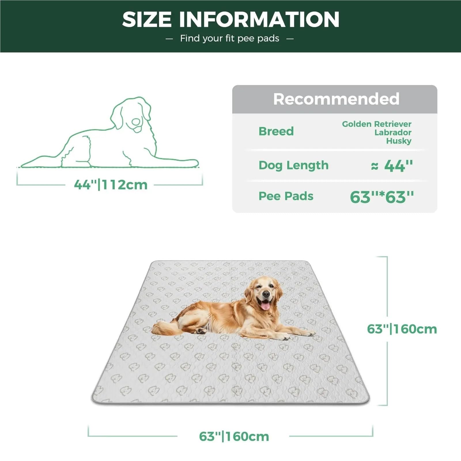Almohadillas Reutilizables Para Perros Almohadillas lavables for orinar for perros, almohadillas for cachorros con súper absorbentes for jaula, entrenamiento, sofá/cama, Alfombra Perro(71inch x 43inch