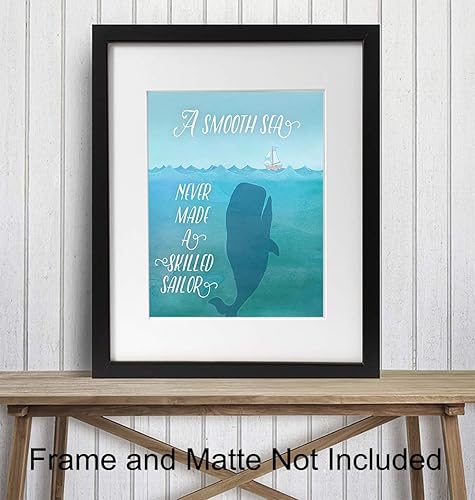 Miniatura 2 de Inspirational Quote Wall Decor - 8x10 Motivational Wall Art Poster, Room Decoration for Lake or Beach House - Positive Saying - Whale, Nautical