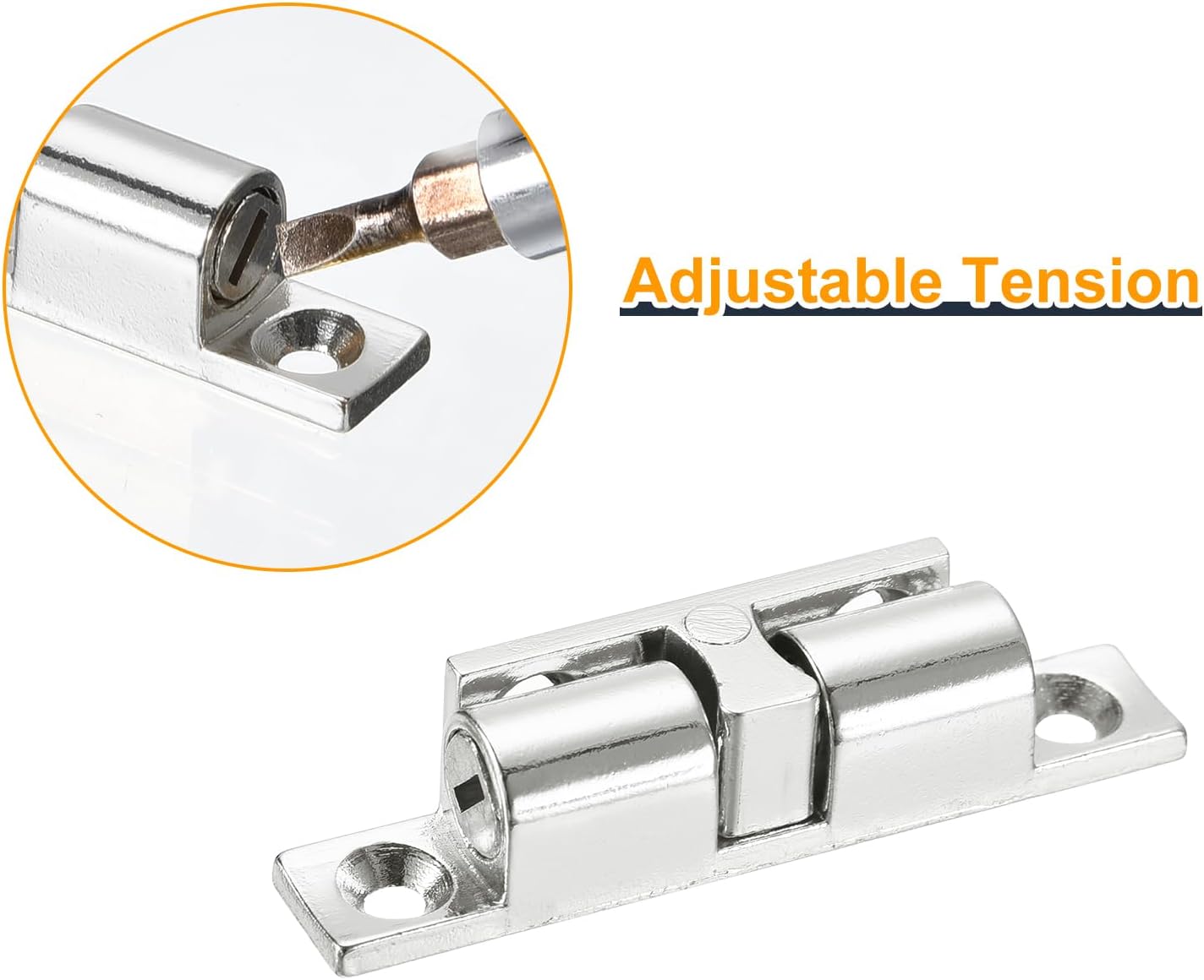 2.30" Double Ball Tension Roller Catch Zinc Alloy Tension Latch for Cabinet Closet Furniture Door, Silver