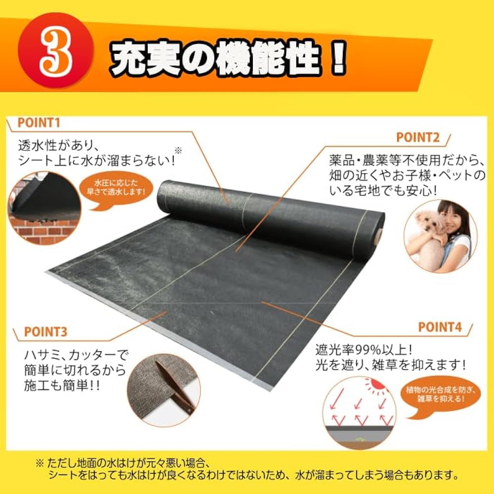 Amazon | コスト重視 防草シート 「ナックスS100(1m×50m)」 厚