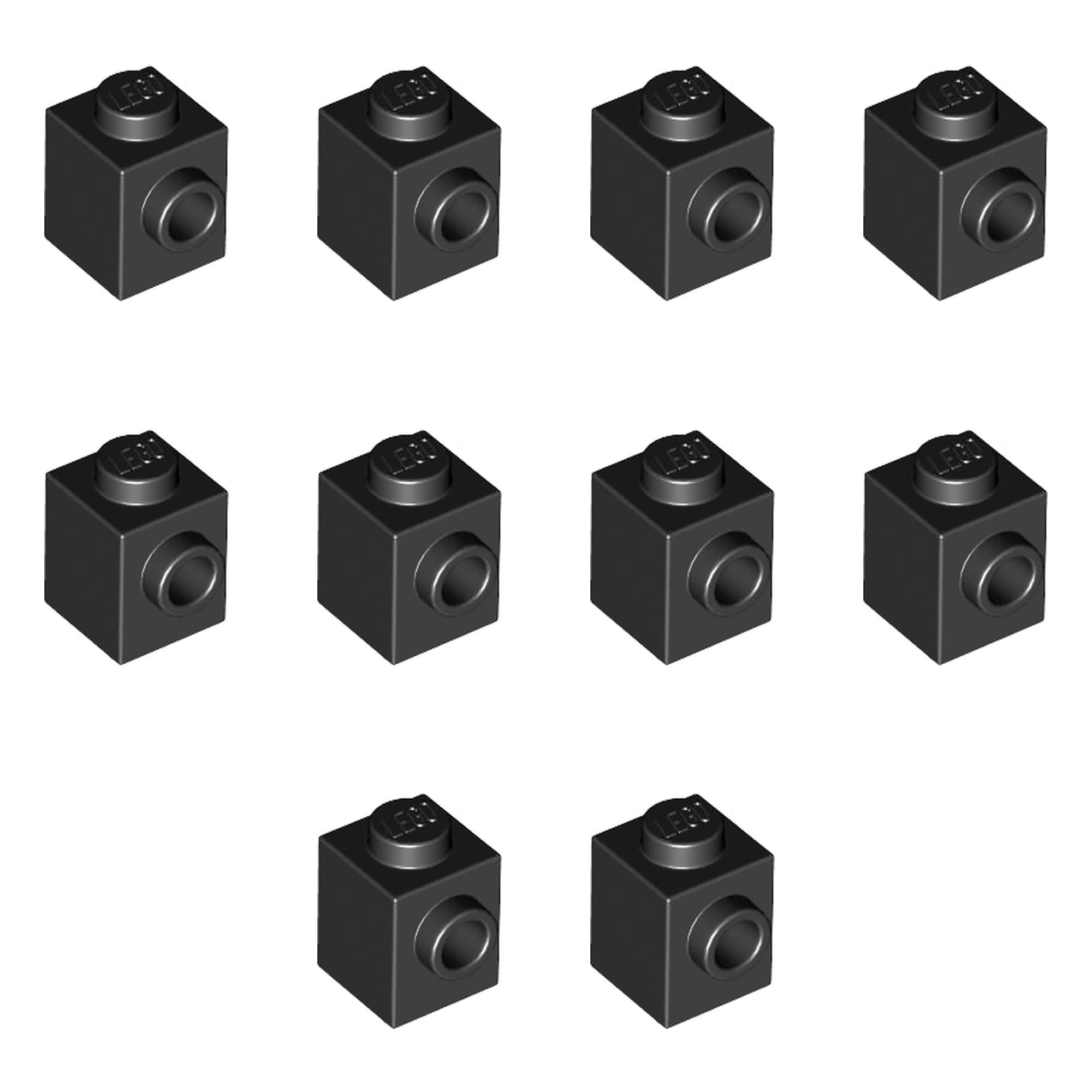 LEGO Modified Brick 1 x 1 with Side Stud, Part 87087 (Black, 10, count) — image 1