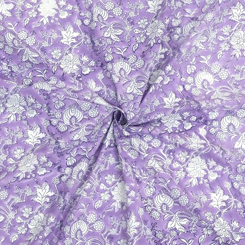 Image of TOAI Hand Block Printed Bedsheet | Bed Sheet Flatsheet | Pure Cotton | Double Bed Queen Size 90 inchx108 inch | 300 TC Bedsheets | Includes 2 Pillow Covers (Lavander Kalamkari)