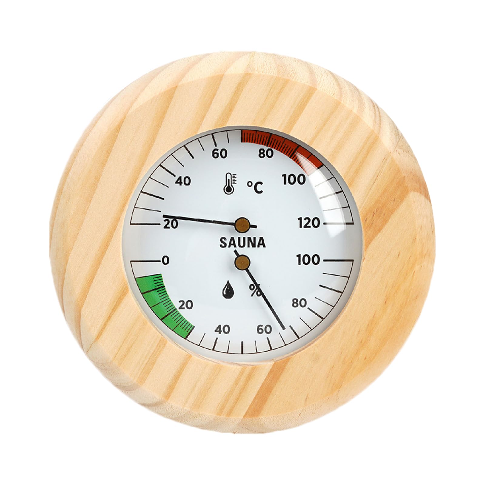 Wooden Sauna Humidity Gauge Analog Wall Display, Mechanical Temperature Hygrometer for Indoor Sauna and Room Use Analog Wall Gauge Room Climate Meter Wooden Hygrometer Mechanical Temp Humidity