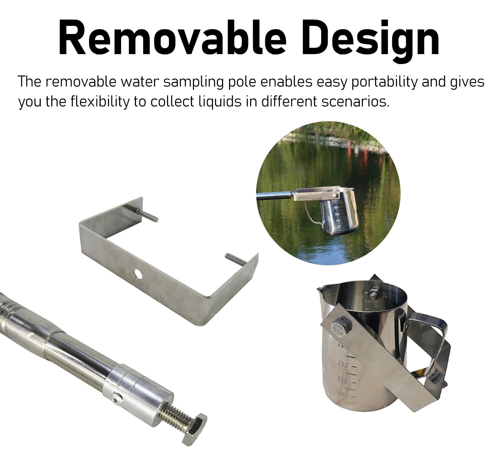 Campionatore d'acqua Mestolo telescopico per campionatore d'acqua, campionatore a pendolo in acciaio inossidabile 304, asta di campionamento dell'acqua per impianto di produzione/laboratorio/piscine(5
