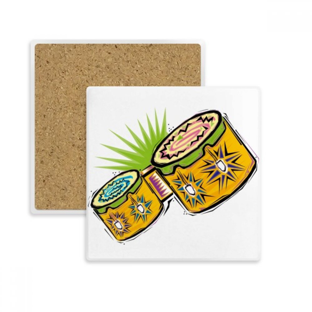 Coaster tasse carrée en pierre absorbante illustration Mexique, cadeau original boissons