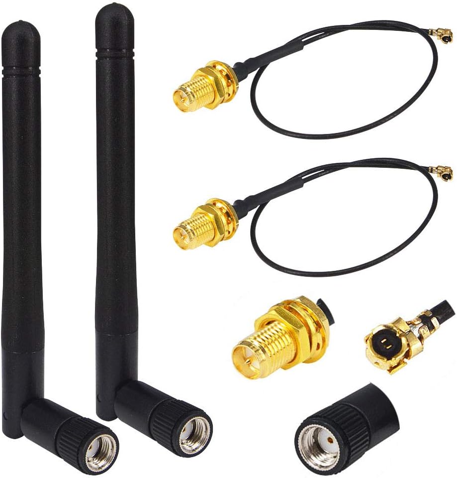 Antenne mâle 2PCS 8dBi WiFi RP-SMA, Double Bande 2,4 GHz 5,8 GHz, antenne réseau 2 x 8DBi AC688, pour Mini routeurs sans Fil de Carte PCIe, Bureau PC, répéteur
