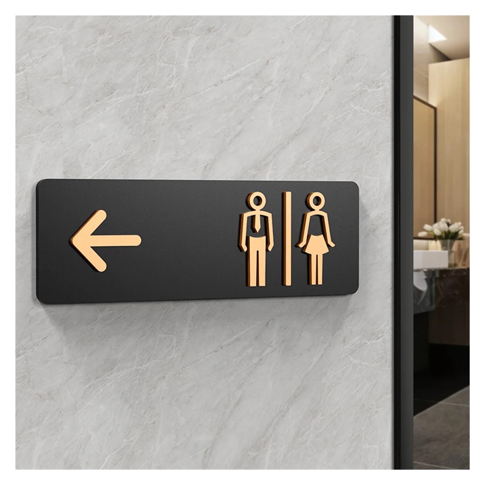 Toilet Sign Signs WC Public Toilet Guide Hotel To The Left And Right Restroom Prompt Sign(6,30x10cm)