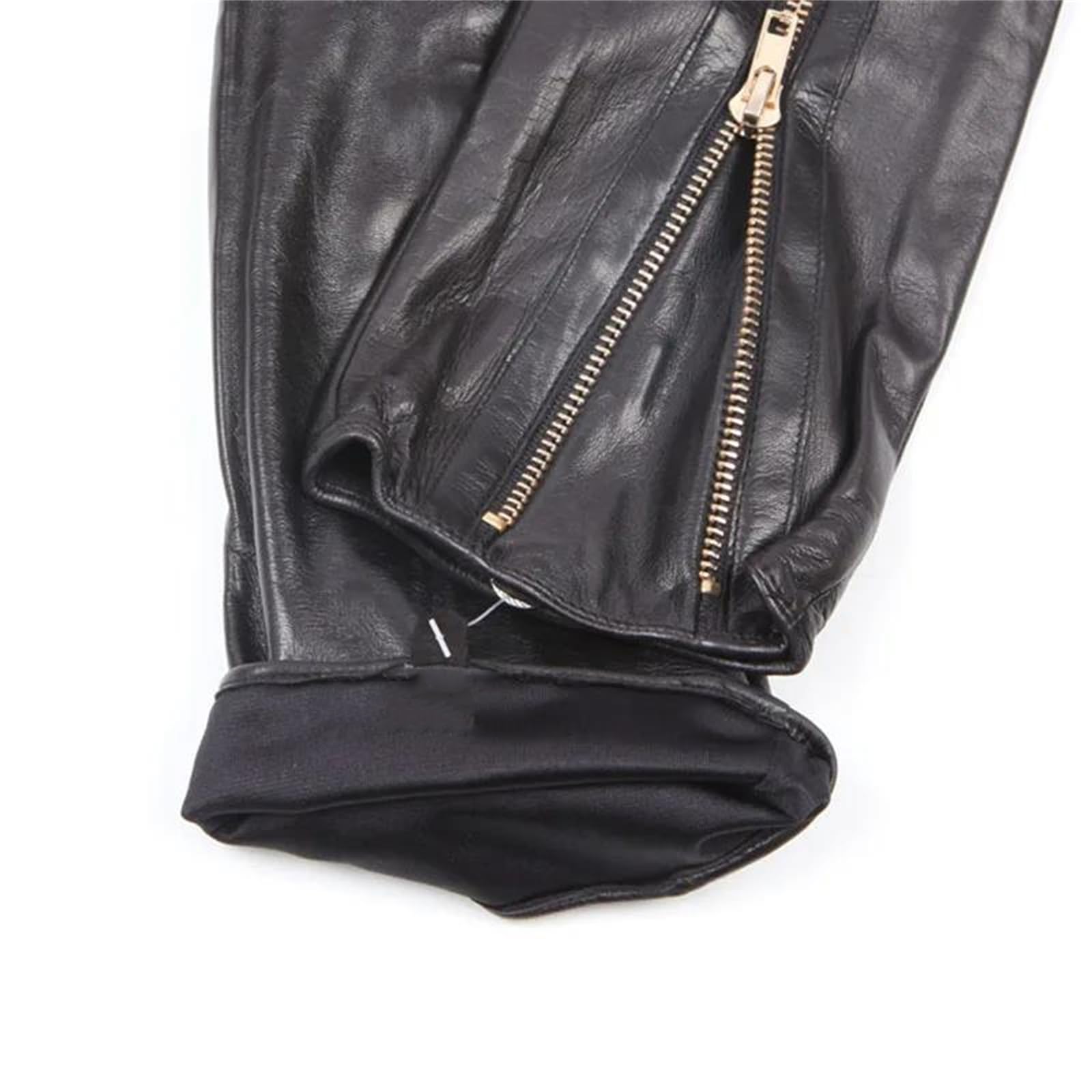 Guantes largos de piel de oveja auténtica para mujer, con cremallera de metal, forro de nailon, para fiesta de noche, baile, conducción