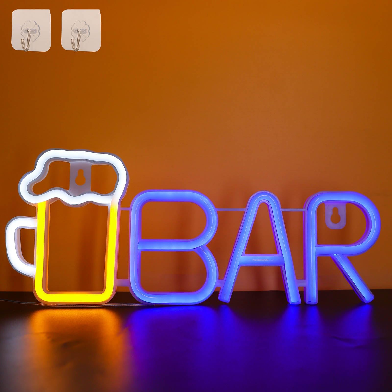 Bar Neon Signs Beer Neon Light for Wall Decor Battery/USB Powered Neon Light Sign for Bedroom Light up Neon Bar Sign for Home Party Bar Store Club Pub Gifts (Blue)