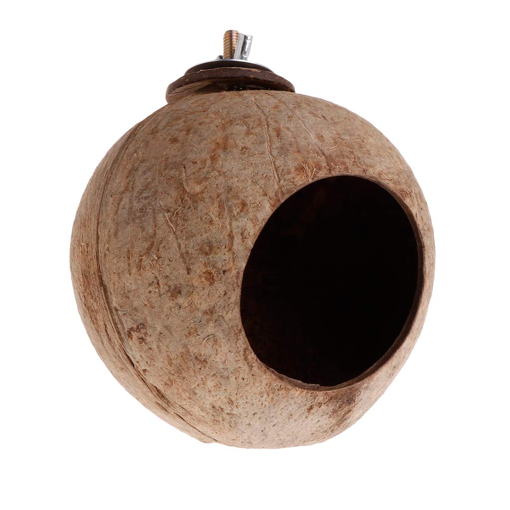 Mentin Brown Natural Coconut Bird Nest Feeder House Hut Cage Toy For Pet Parakeet Hamster