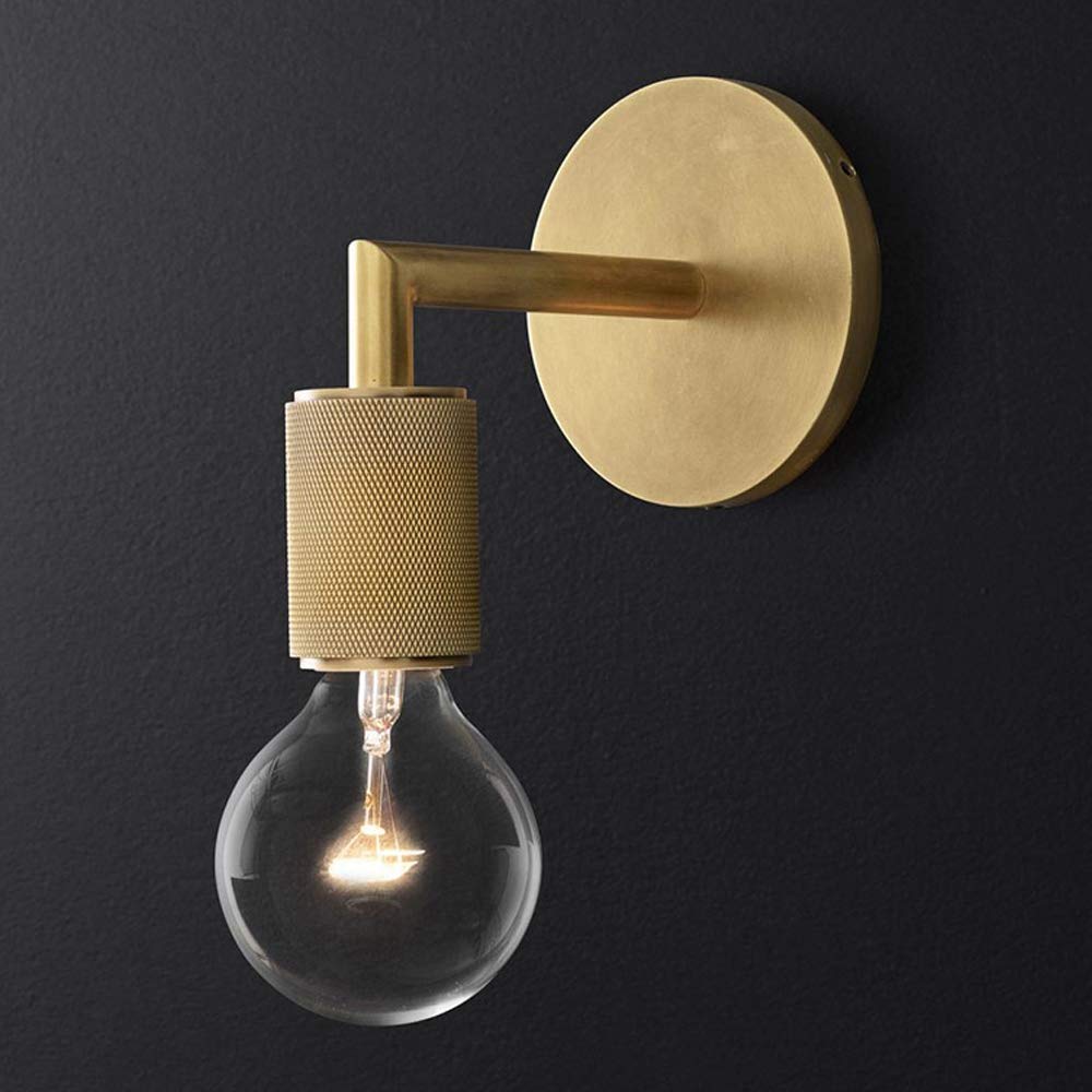 Applique da Parete Vintage Industriale, Lanterne da Parete retrò in Metallo e Vetro, Base in Ottone E27, Paralume in Vetro Trasparente, Illuminazione da Parete Edison per Cucina, Bar, Salotto, ba