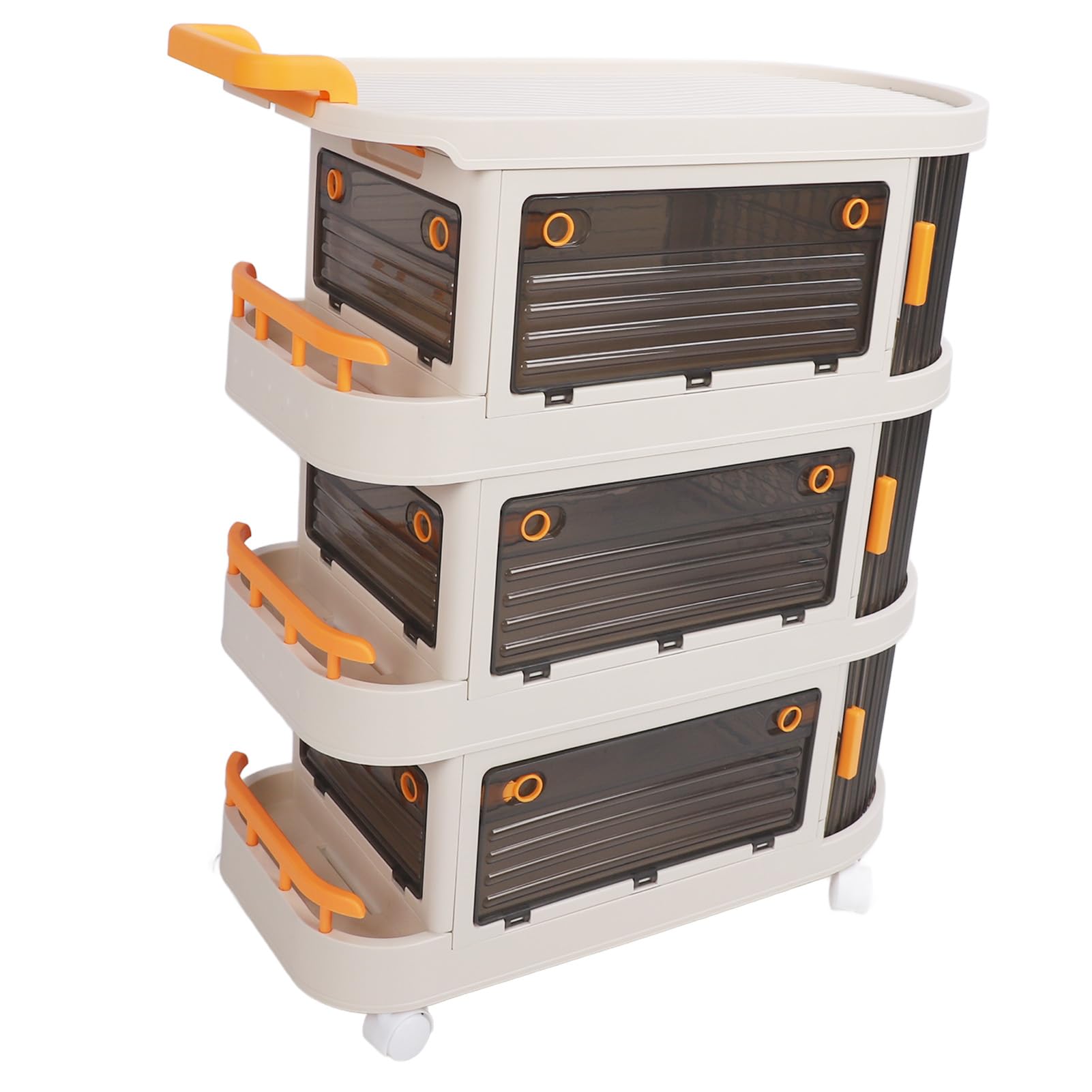 Rengue Carrito Utilitario con Ruedas, Organizador con Asa, Material PP, Panel Transparente con Ruedas, para Carrito Utilitario con para Cocina y Baño, Almacenamiento de Varios Niveles para el Hogar
