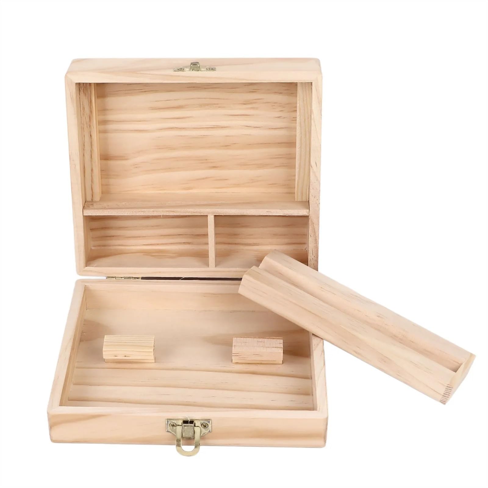 ZTHYSHOZ Cigar box Stash Box with Rolling Tray 4 Compartments Cigarett Storage Sustainable Wooden Smoking for Herbs Jewelry Accessories