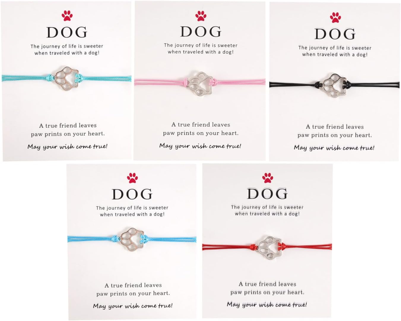COLORFUL BLING 5Pcs/Pack Braided Star Bracelet with Wish Card Adjustable Heart Shaped Wrist Bangle for Women Friendship BFF Jewelry image 2