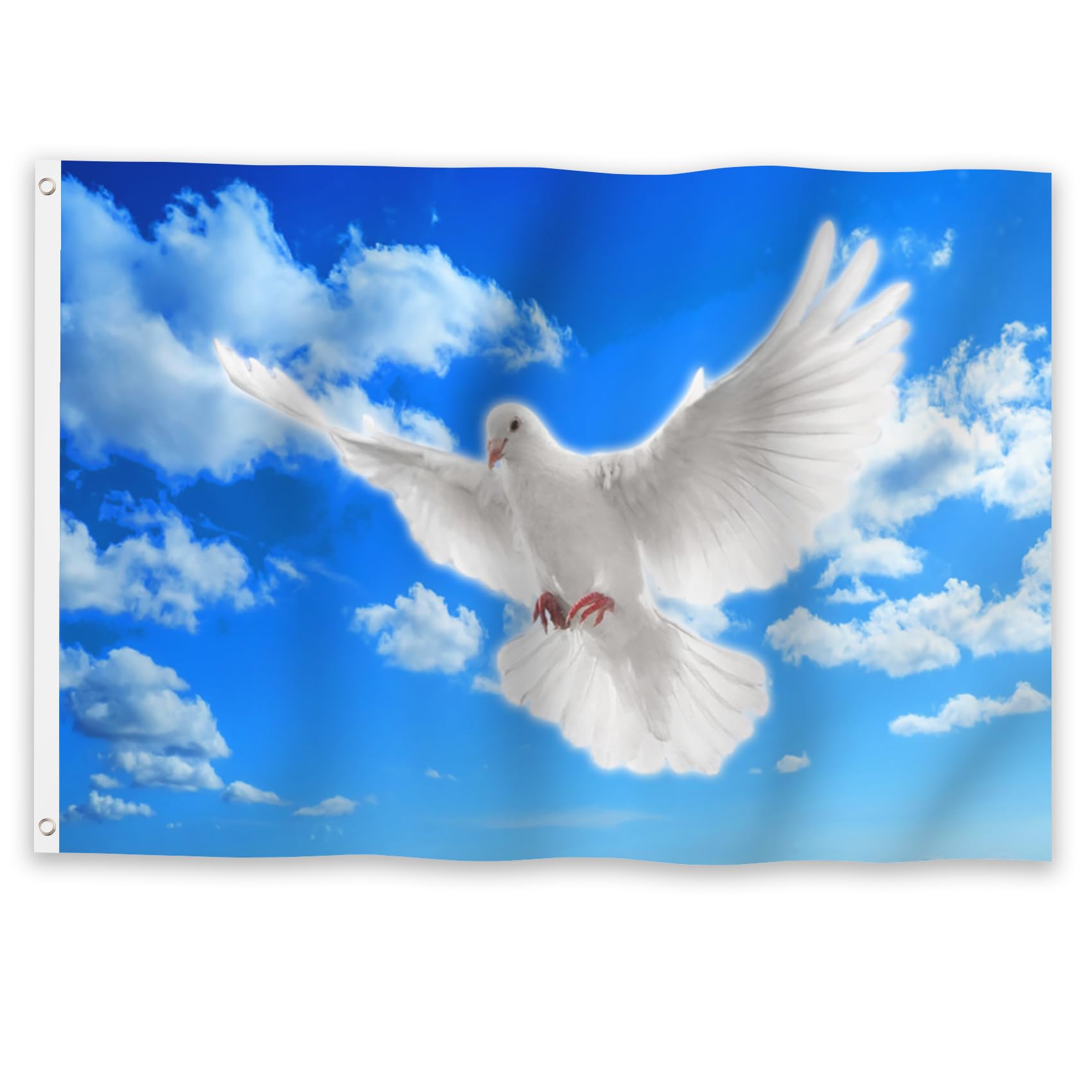 YongFoto Peace Flag 4x6ft White Peace Dove Flags Banner for Outdoor Celebrations Home Garden Porch Party Decoration Flags with 2 Sturdy Grommets