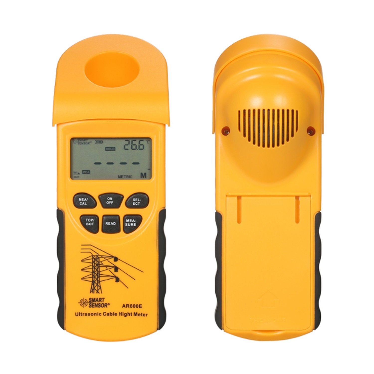 CUDTAPI Portable Digital High Precision Ultrasonic Cable Height Meter 6 Cables Measurement LCD Display Measuring Range(3-23m,Plane 3-15m) AR600E