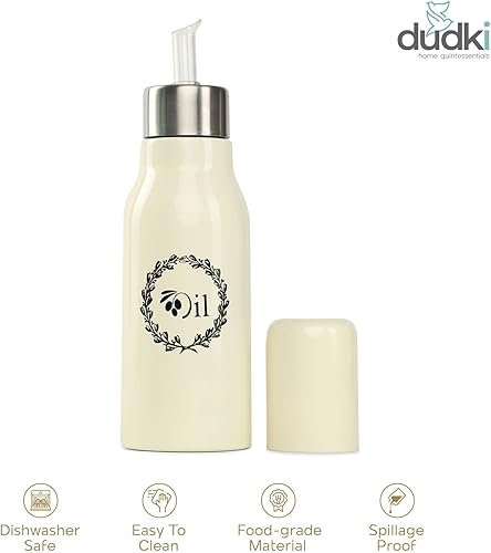 Miniatura 4 de DUDKI Dispensador de aceite de oliva de acero inoxidable  Botella a prueba de fugas para cocina  Contenedor de aceite y vinagre  Dispensador de